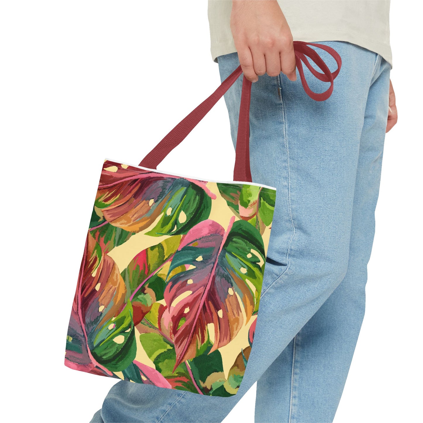 Tote Bag with Tropical Leaf Print, Eco-Friendly Tote, Floral Shopping Bag, Beach Bag, Gift for Plant Lovers