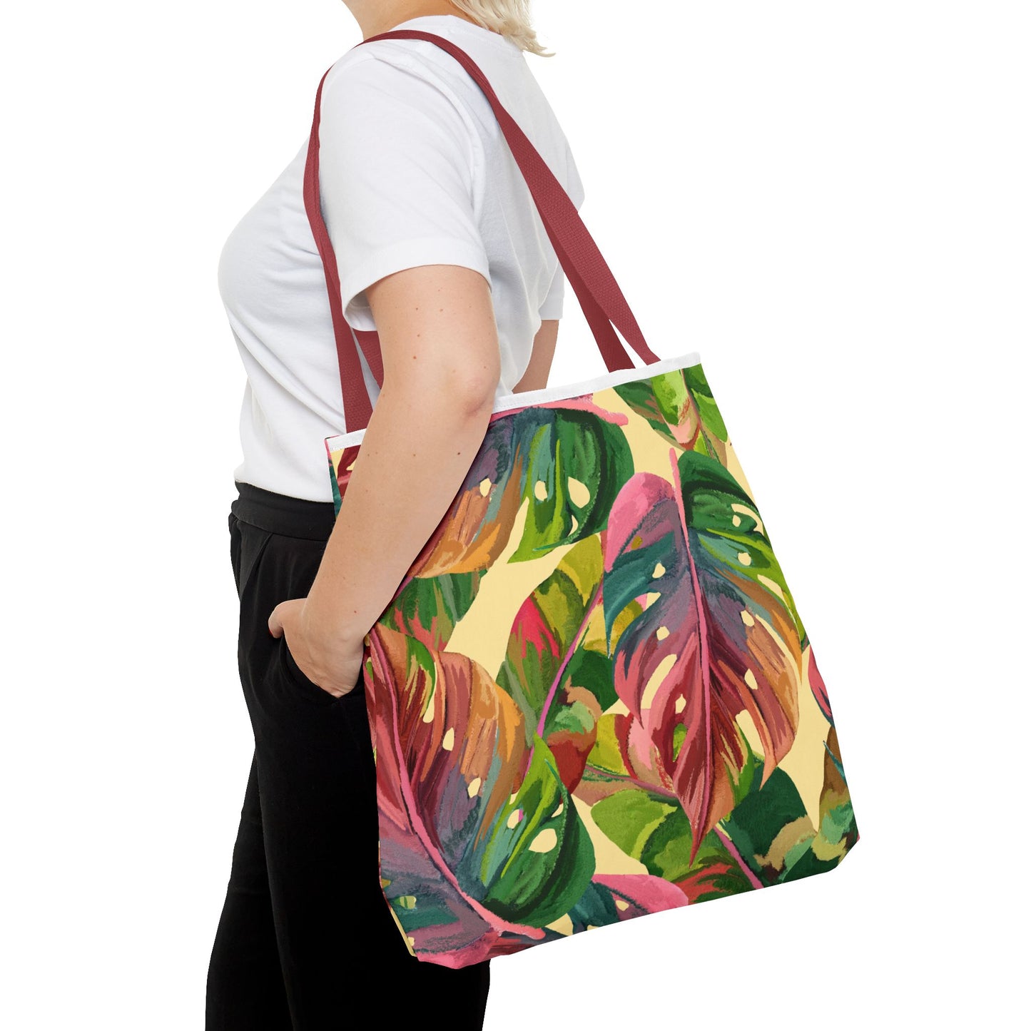 Tote Bag with Tropical Leaf Print, Eco-Friendly Tote, Floral Shopping Bag, Beach Bag, Gift for Plant Lovers