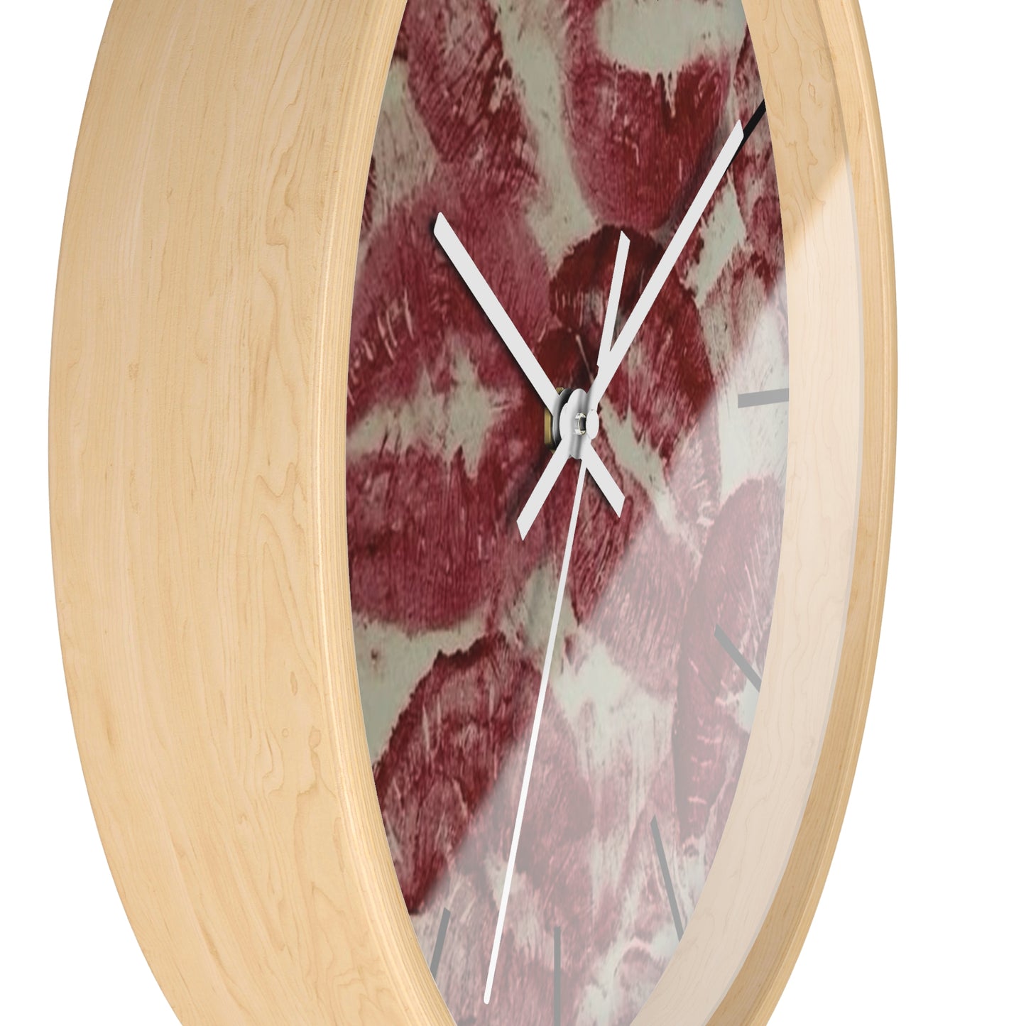 Romantic Kiss Print Wall Clock, Cute Home Decor, Gift for Her, Love Theme Clock, Bedroom Wall Art, Anniversary Decor