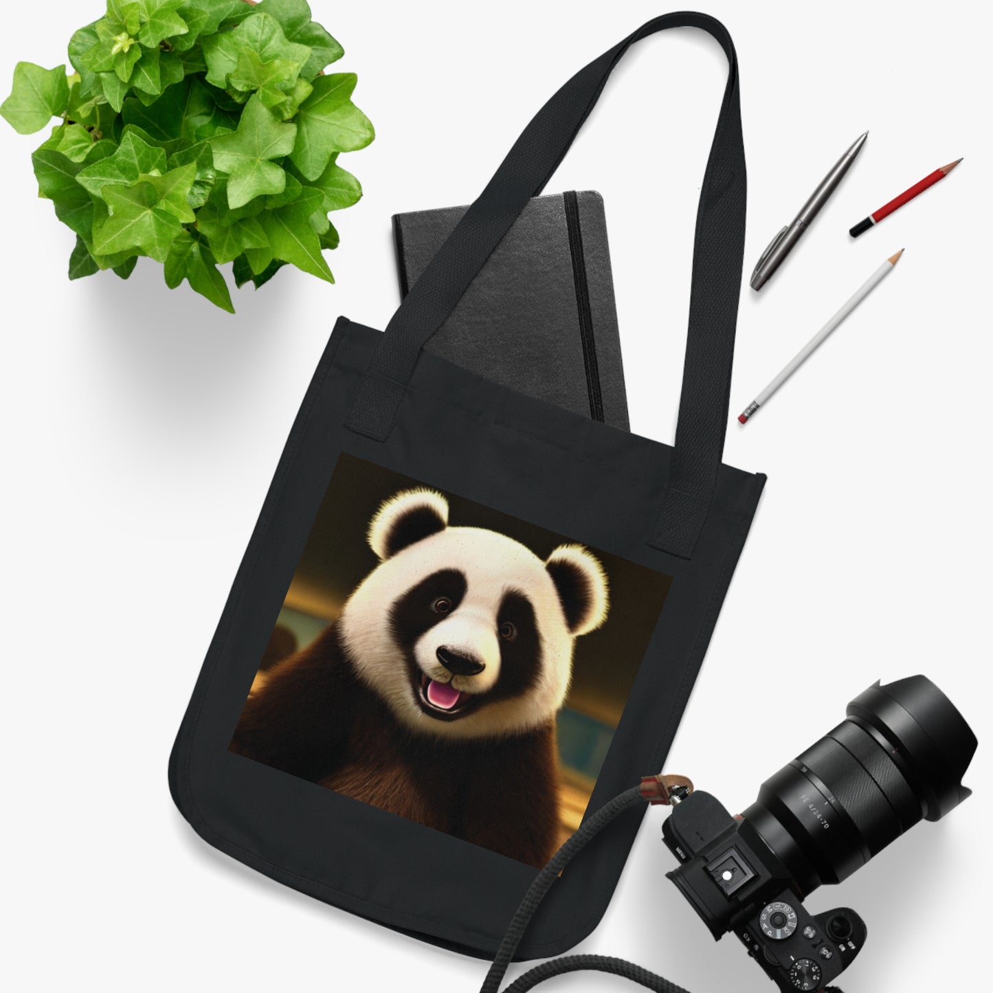 Cute Panda Organic Canvas Tote Bag | Eco-Friendly Reusable Shopper | Perfect Gift for Animal Lovers | Great for Beach, Shopping, or School