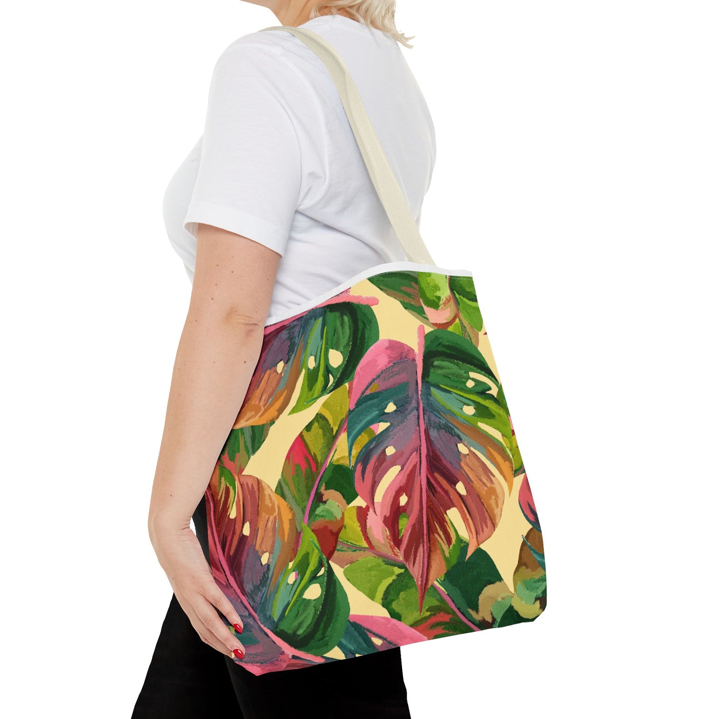 Tote Bag with Tropical Leaf Print, Eco-Friendly Tote, Floral Shopping Bag, Beach Bag, Gift for Plant Lovers