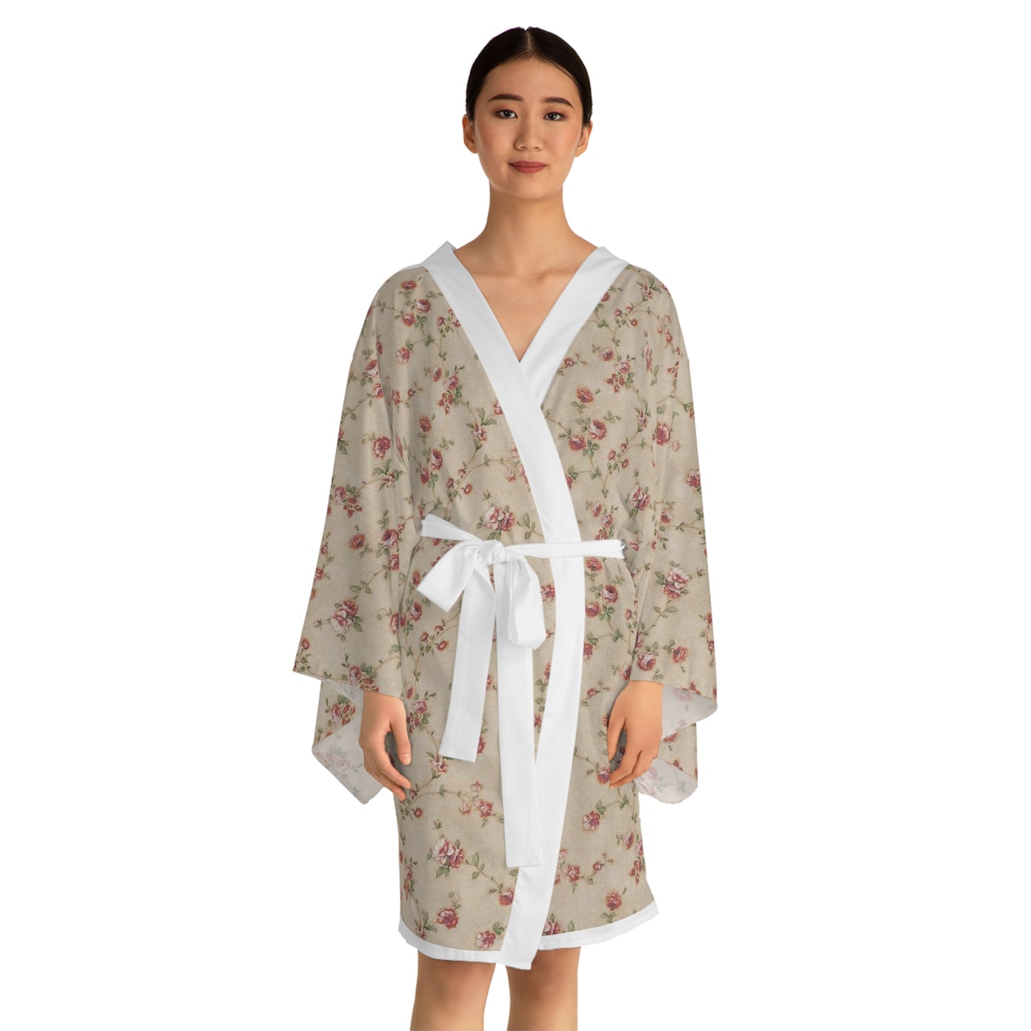 Floral Long Sleeve Kimono Robe, Boho Chic Lounge Wear, Perfect for Spa Days, Bridal Gifts, Cozy Home Aesthetic, Mother's Day Gift