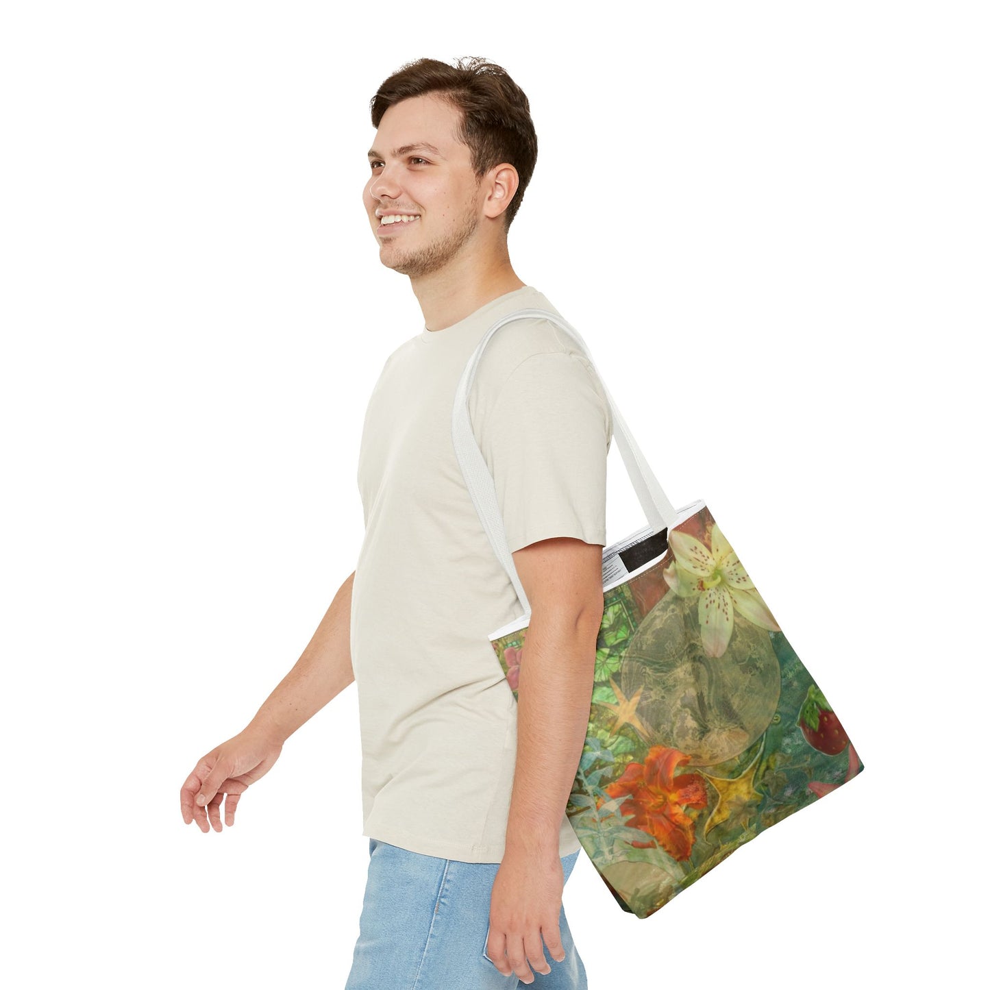 Floral Earth Tote Bag, Eco-Friendly Bag, Art Tote, Travel Bag, Shopping Tote, Gift for Nature Lovers