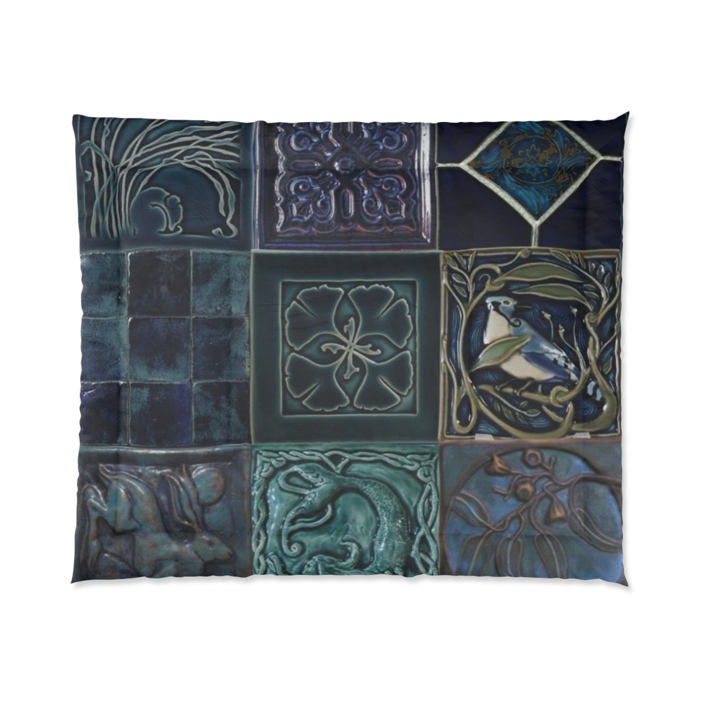Elegant Tile Pattern Comforter | Cozy Home Décor for Modern Bedrooms, Unique Gift for Housewarming, Boho Style Bedding