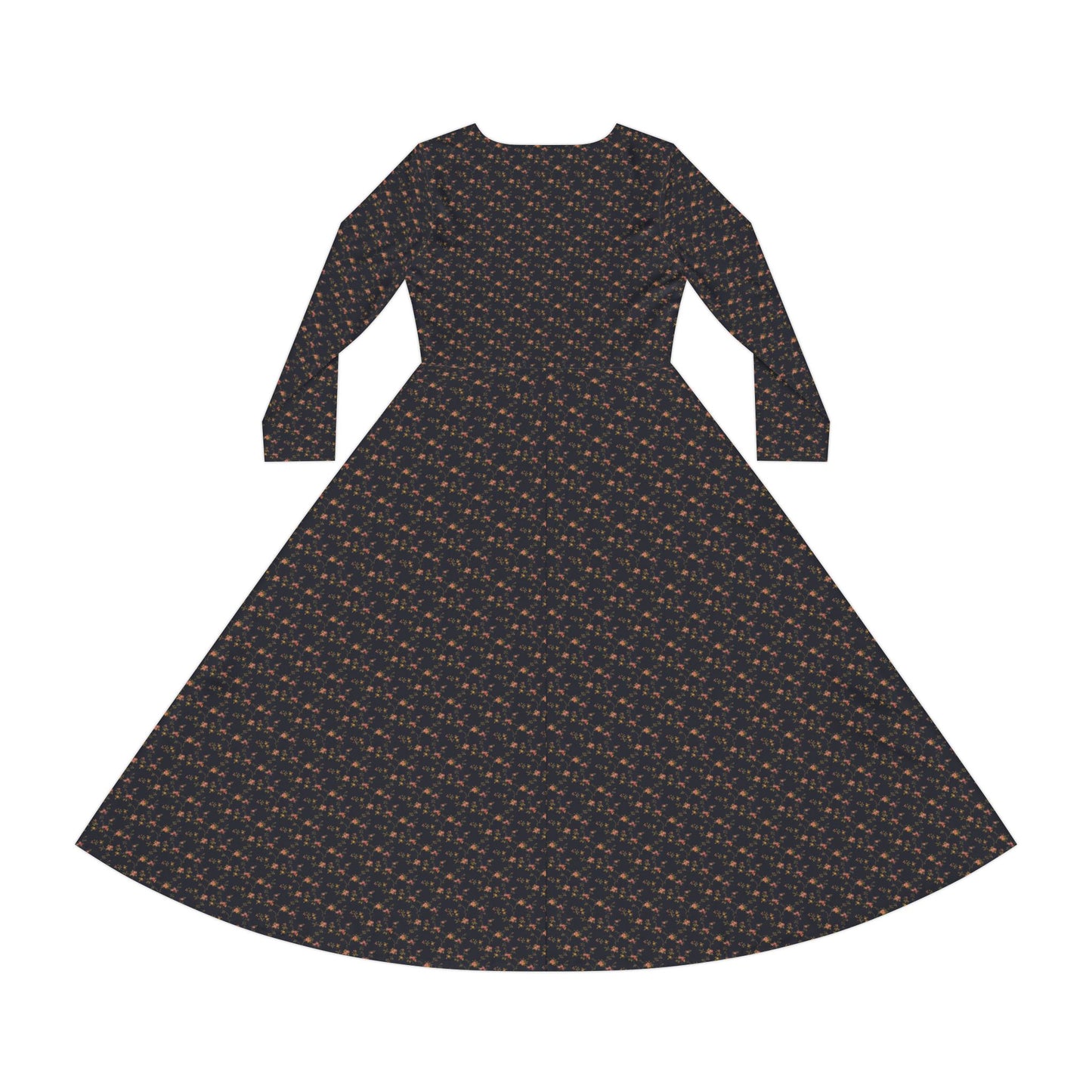 Elegant Bohemian Long Sleeve Dance Dress, Vintage Floral Print, Perfect for Parties, Weddings, Casual Outings, and Dance Events.