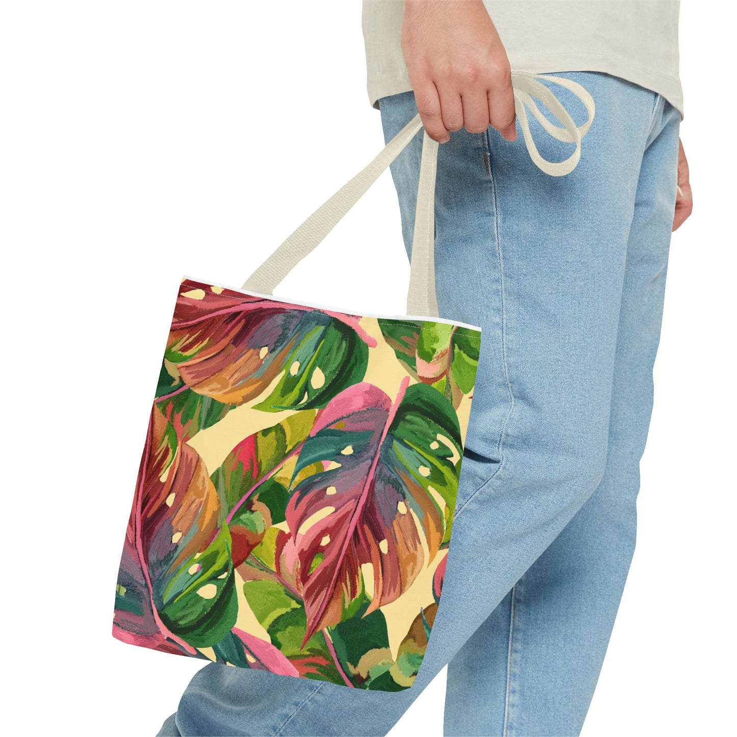 Tote Bag with Tropical Leaf Print, Eco-Friendly Tote, Floral Shopping Bag, Beach Bag, Gift for Plant Lovers