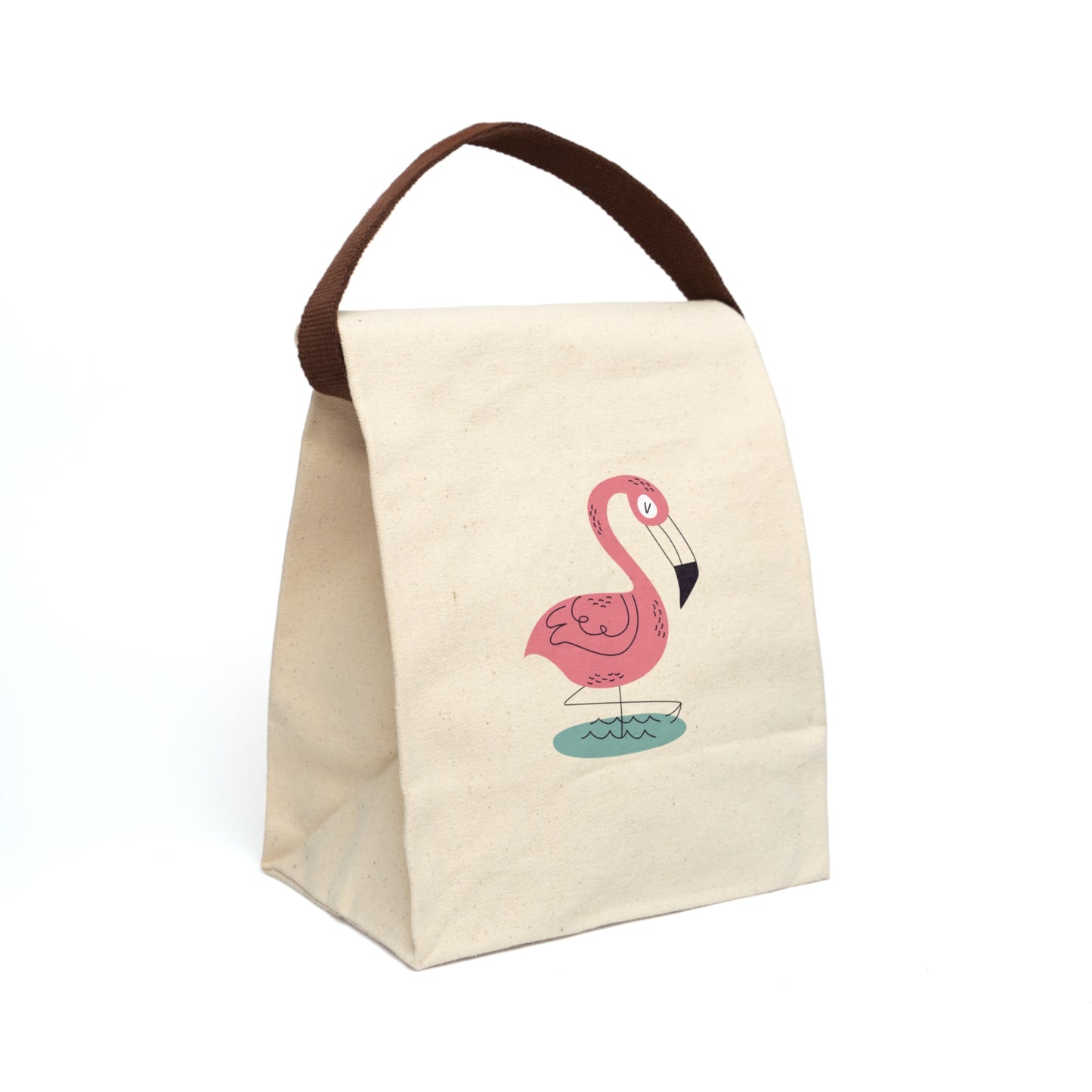 Cute Flamingo Canvas Lunch Bag with Strap, Lunch Tote, Eco-Friendly Lunchbox, Kids Meal Bag, Pink Flamingo Bag, Summer Picnic Essential