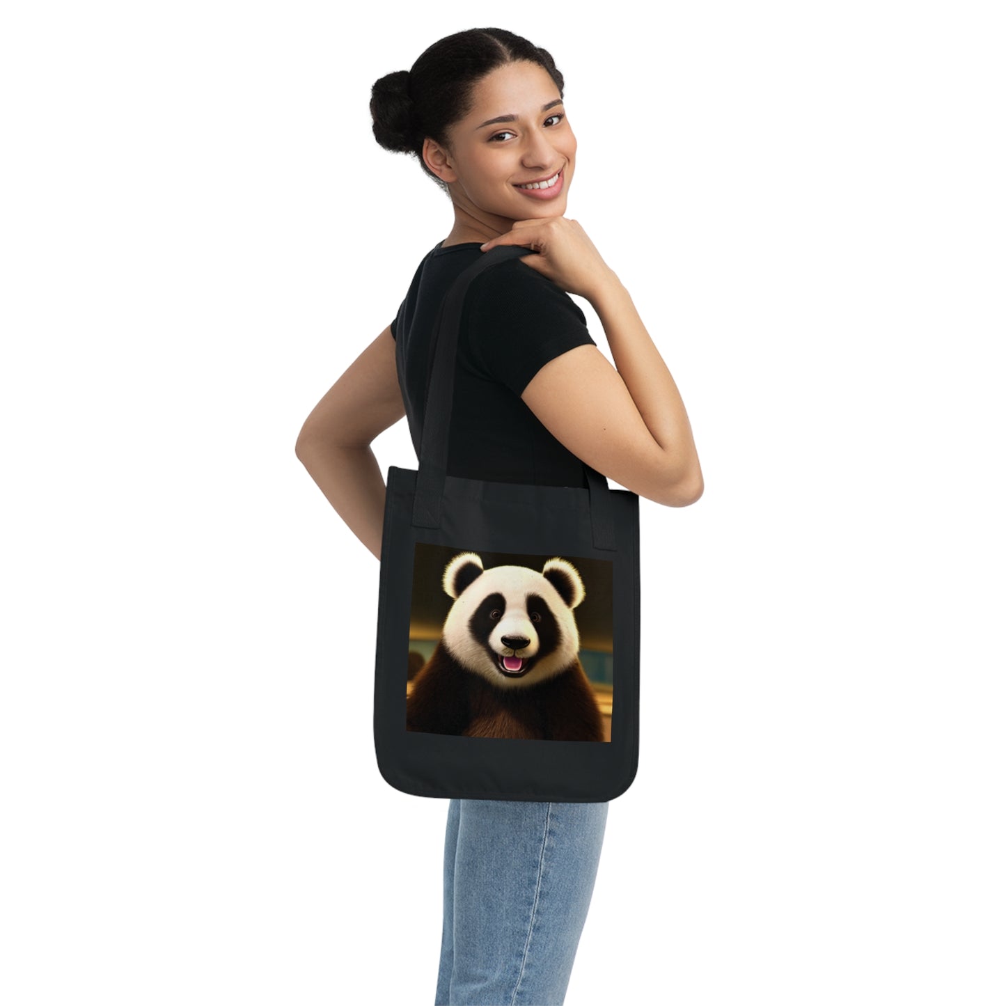 Cute Panda Organic Canvas Tote Bag | Eco-Friendly Reusable Shopper | Perfect Gift for Animal Lovers | Great for Beach, Shopping, or School