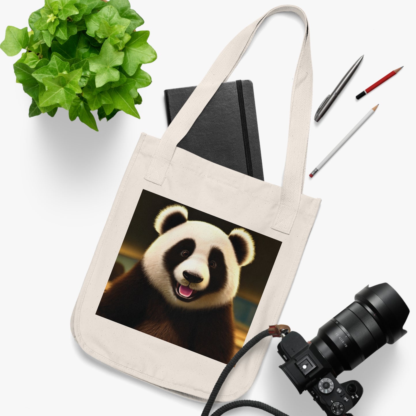 Cute Panda Organic Canvas Tote Bag | Eco-Friendly Reusable Shopper | Perfect Gift for Animal Lovers | Great for Beach, Shopping, or School