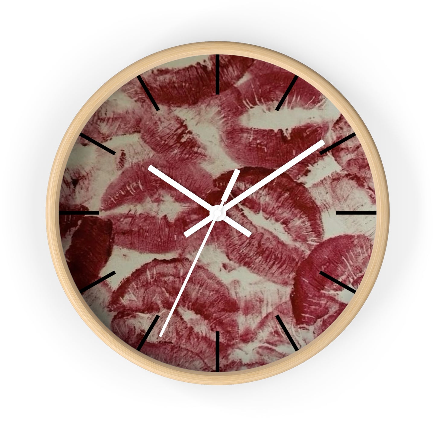 Romantic Kiss Print Wall Clock, Cute Home Decor, Gift for Her, Love Theme Clock, Bedroom Wall Art, Anniversary Decor