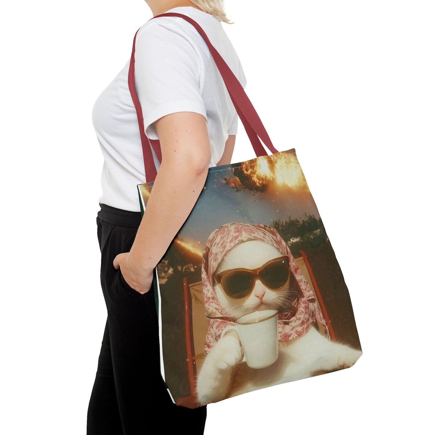 Cool Cat Tote Bag - Fun Cat Design, Beach Bag, Grocery Tote, Funny Gift, Pet Lover Bag