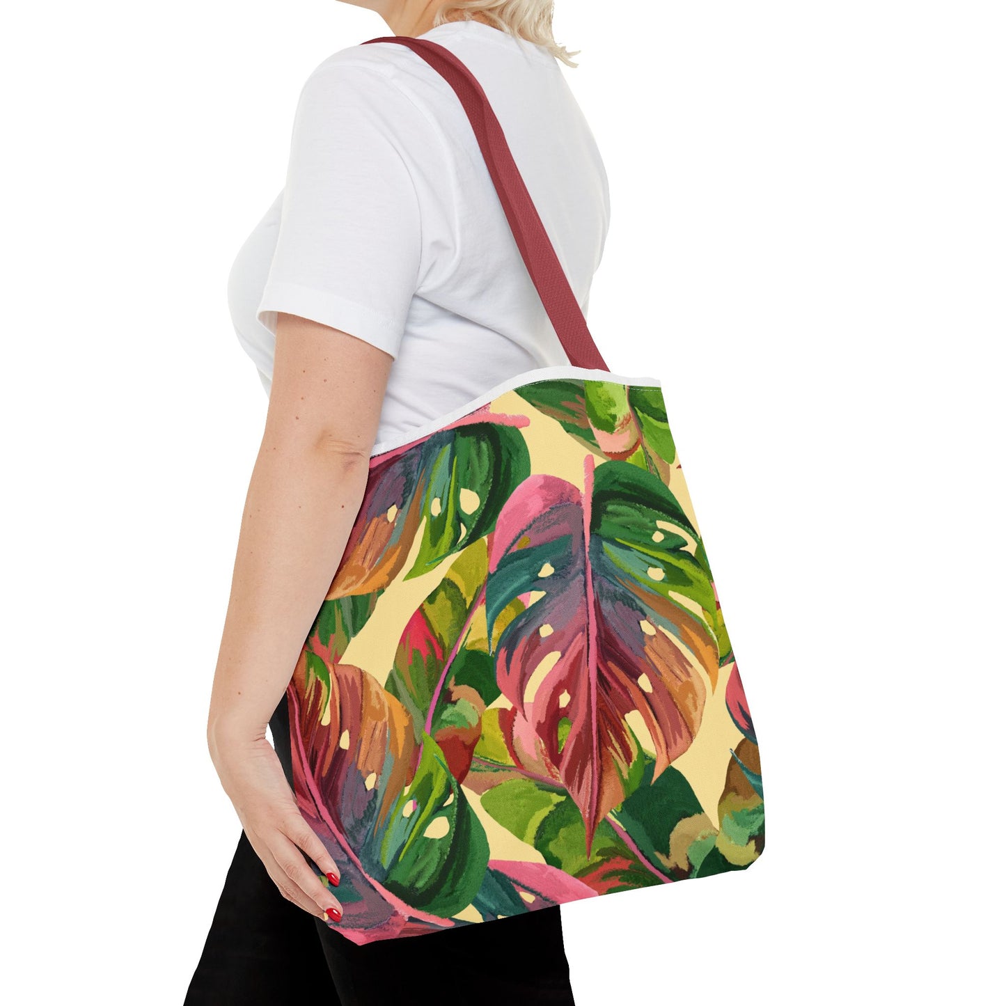 Tote Bag with Tropical Leaf Print, Eco-Friendly Tote, Floral Shopping Bag, Beach Bag, Gift for Plant Lovers