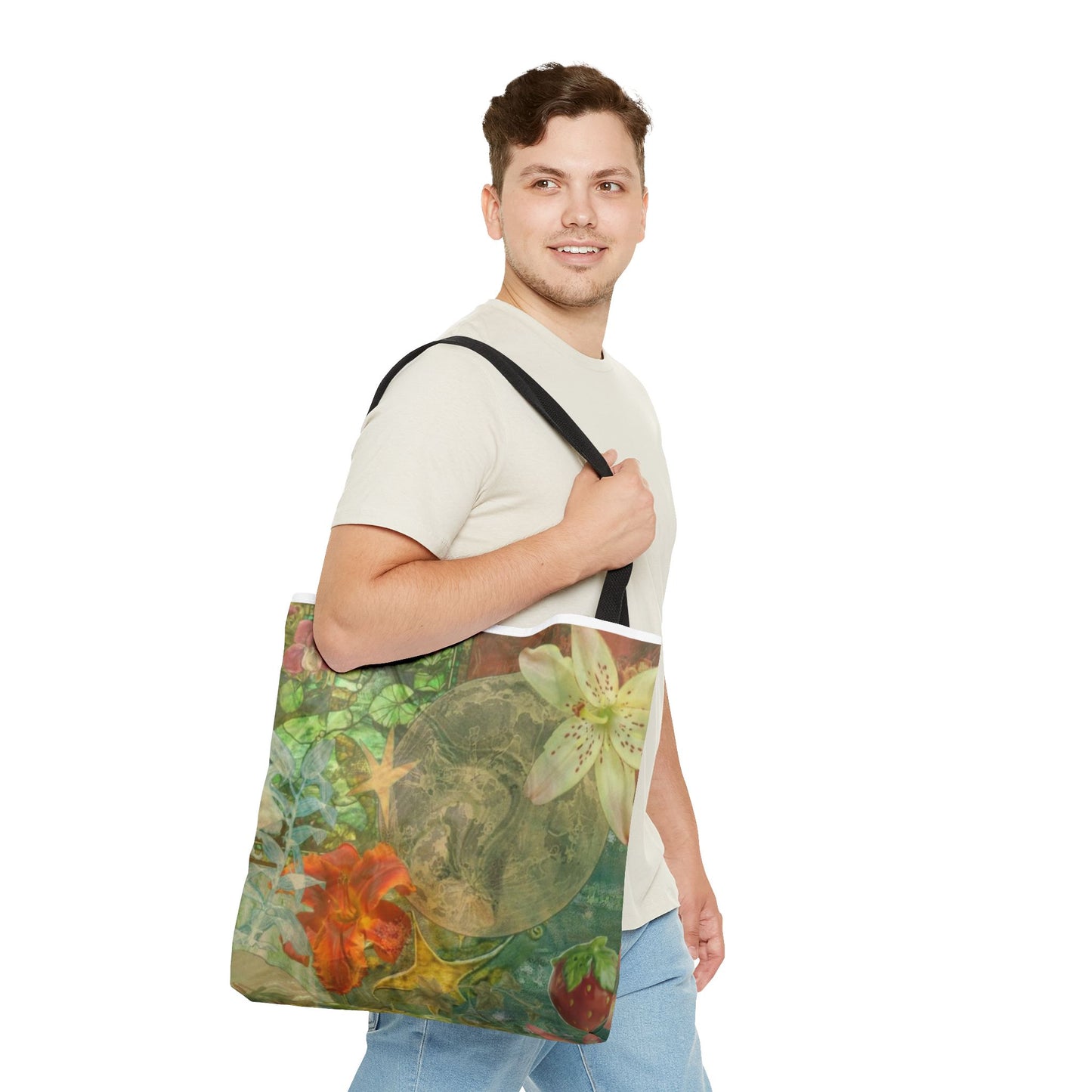 Floral Earth Tote Bag, Eco-Friendly Bag, Art Tote, Travel Bag, Shopping Tote, Gift for Nature Lovers