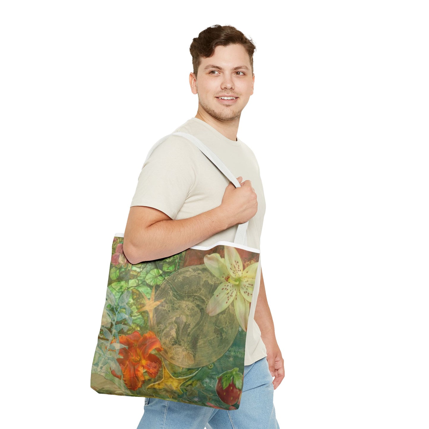 Floral Earth Tote Bag, Eco-Friendly Bag, Art Tote, Travel Bag, Shopping Tote, Gift for Nature Lovers