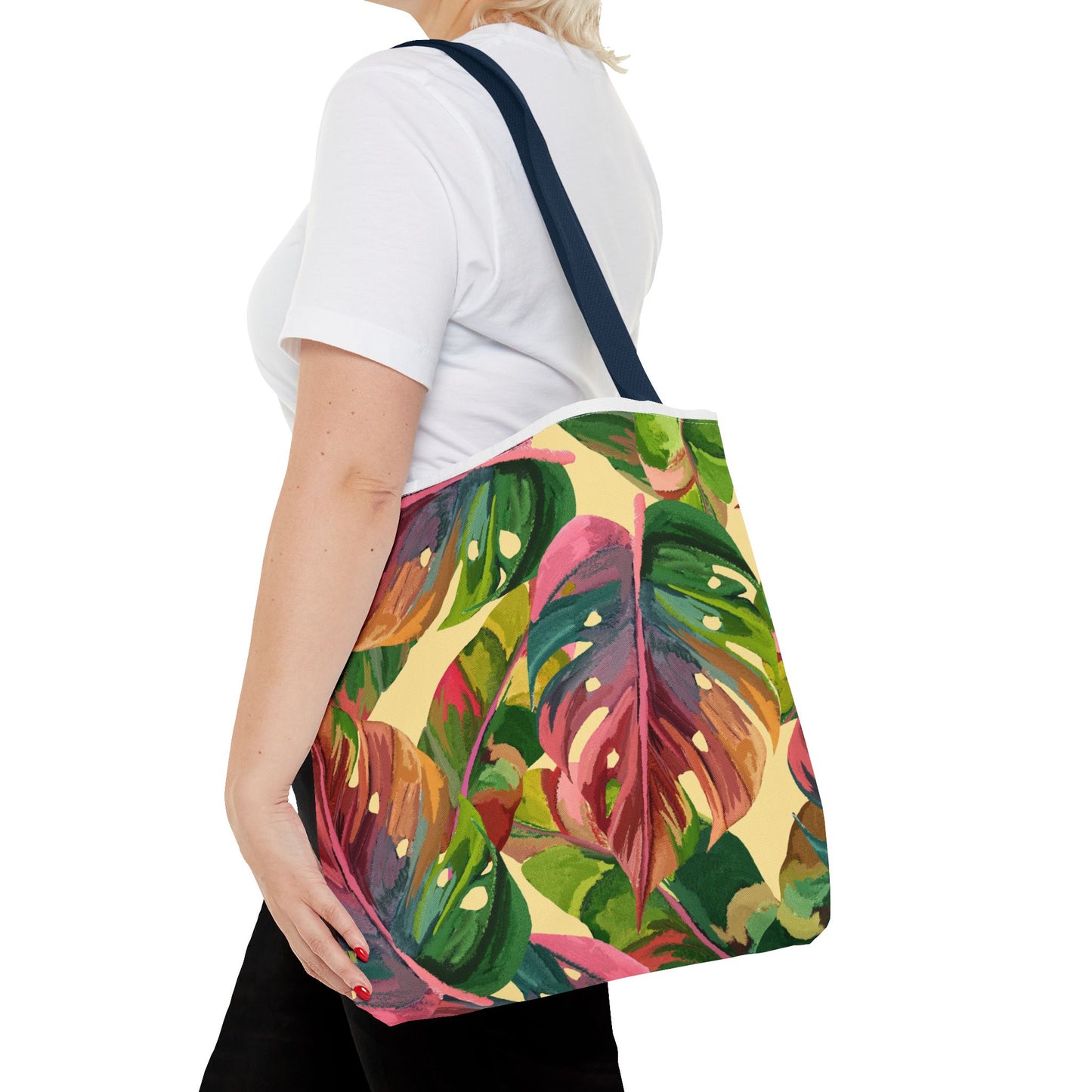 Tote Bag with Tropical Leaf Print, Eco-Friendly Tote, Floral Shopping Bag, Beach Bag, Gift for Plant Lovers