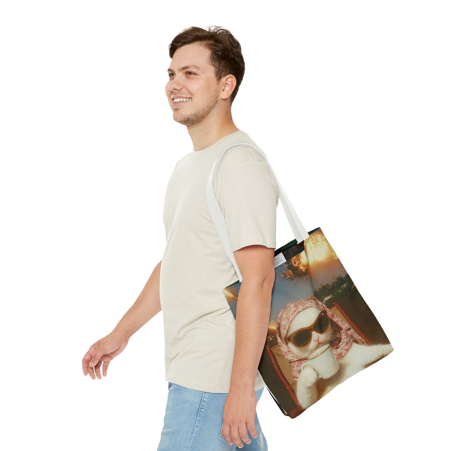 Cool Cat Tote Bag - Fun Cat Design, Beach Bag, Grocery Tote, Funny Gift, Pet Lover Bag