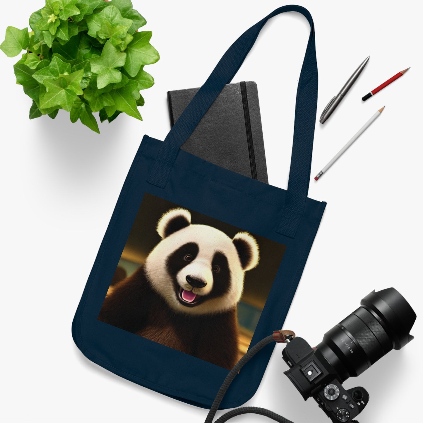 Cute Panda Organic Canvas Tote Bag | Eco-Friendly Reusable Shopper | Perfect Gift for Animal Lovers | Great for Beach, Shopping, or School