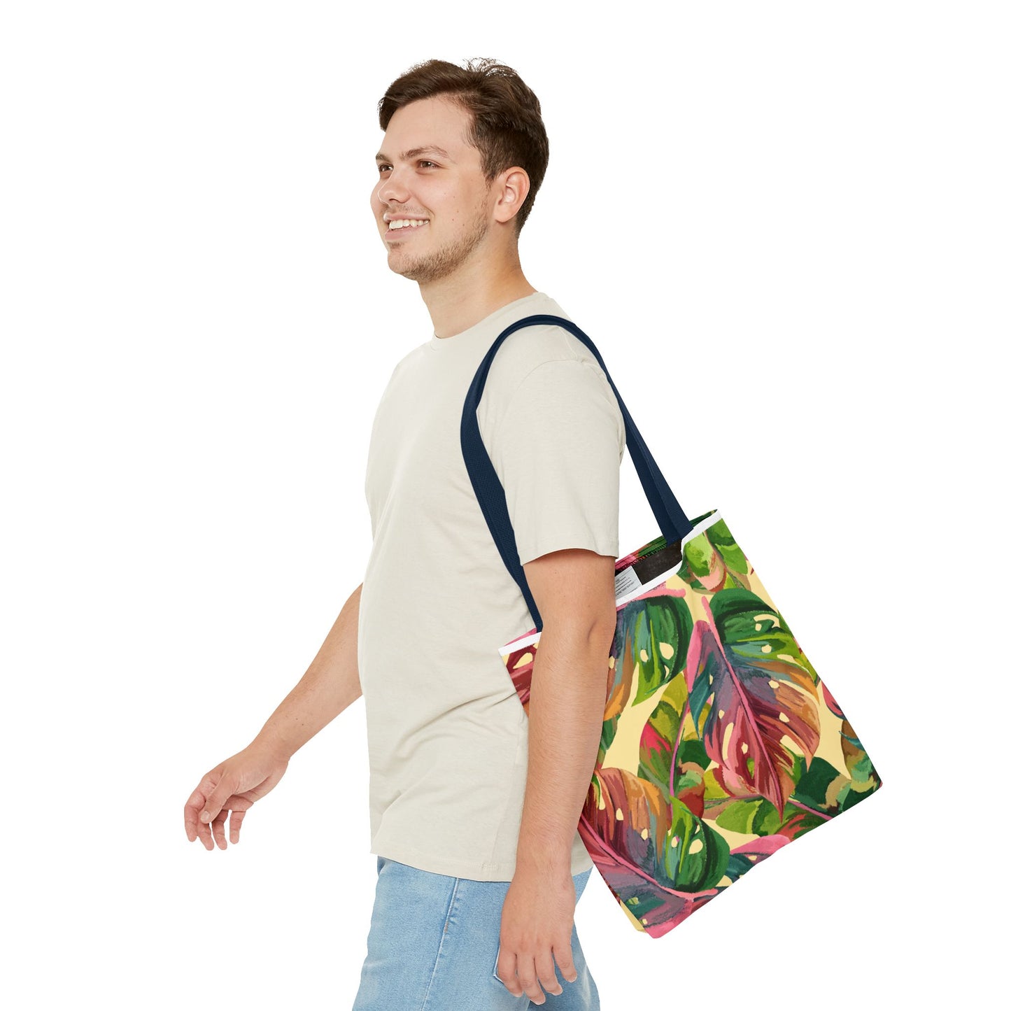 Tote Bag with Tropical Leaf Print, Eco-Friendly Tote, Floral Shopping Bag, Beach Bag, Gift for Plant Lovers