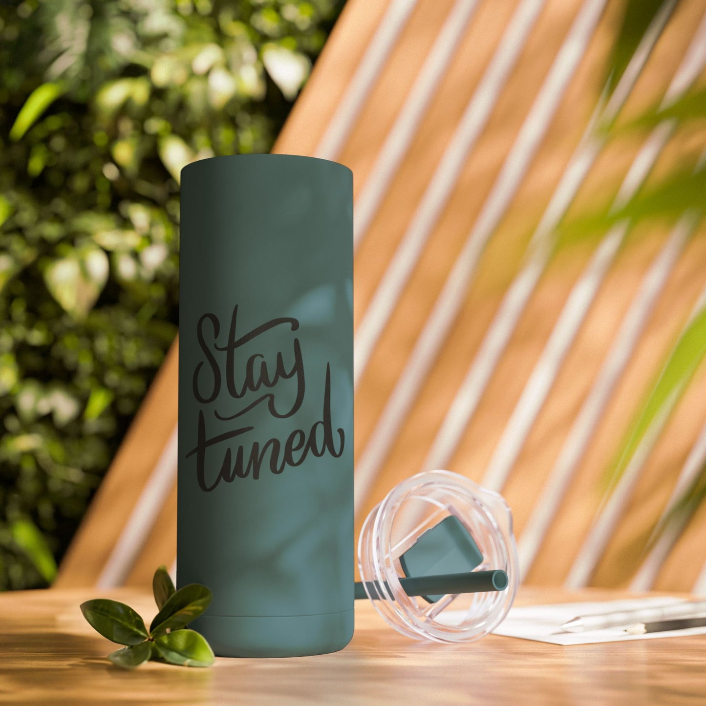 Stay Tuned Skinny Matte Tumbler, 20oz Travel Cup, Personalized Gift for Her, Motivational Drinkware, Perfect for Home & Office