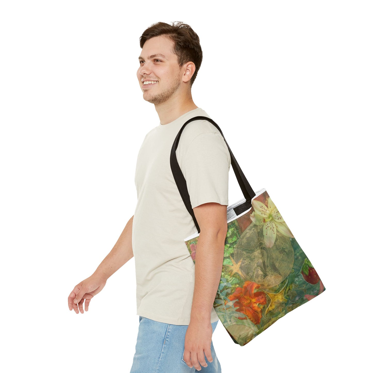 Floral Earth Tote Bag, Eco-Friendly Bag, Art Tote, Travel Bag, Shopping Tote, Gift for Nature Lovers