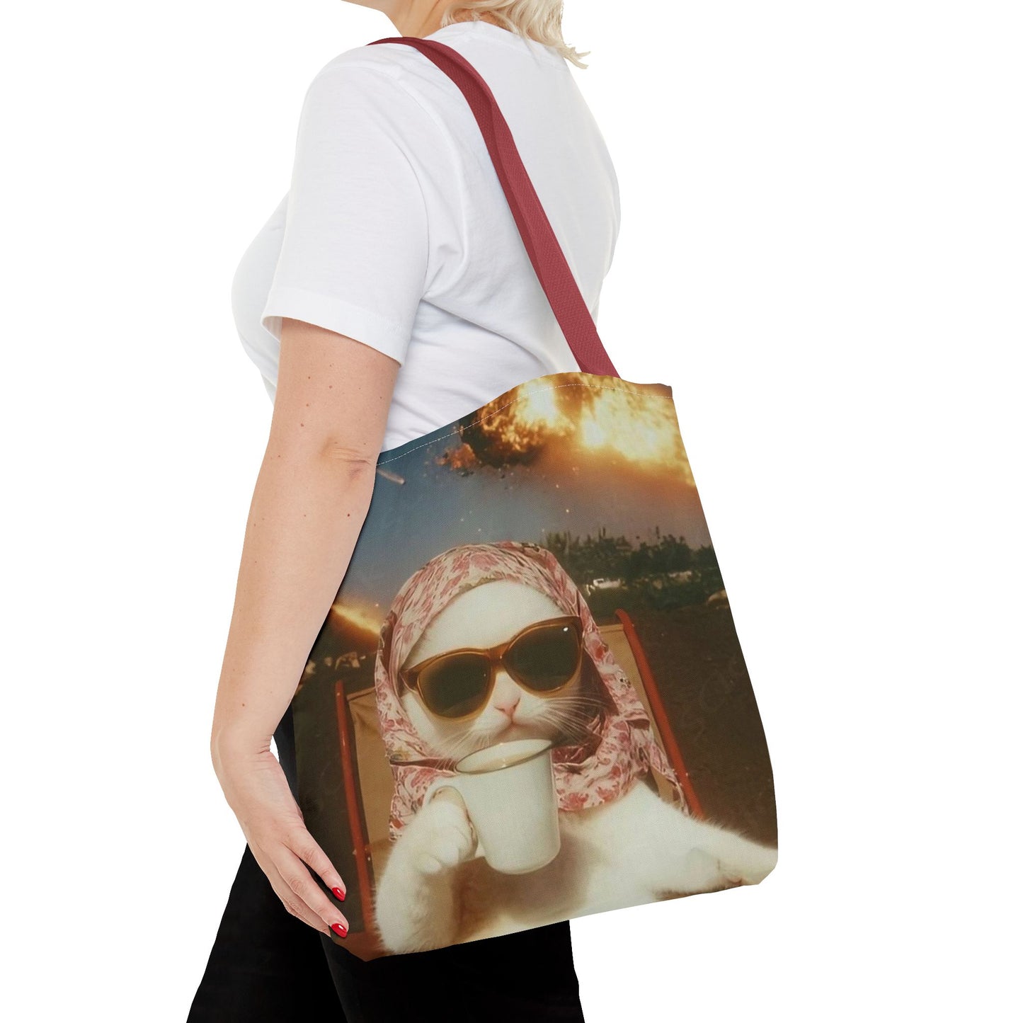 Cool Cat Tote Bag - Fun Cat Design, Beach Bag, Grocery Tote, Funny Gift, Pet Lover Bag