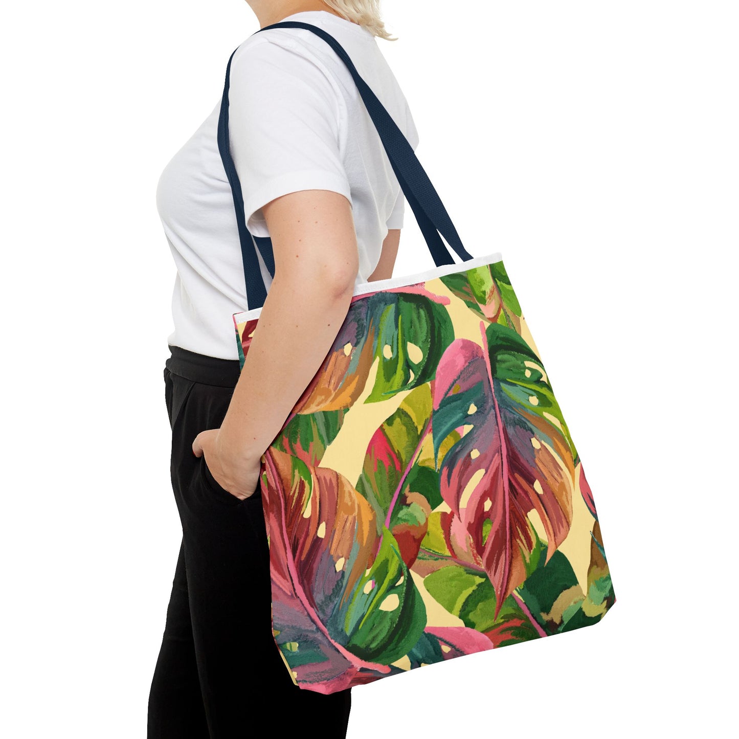 Tote Bag with Tropical Leaf Print, Eco-Friendly Tote, Floral Shopping Bag, Beach Bag, Gift for Plant Lovers