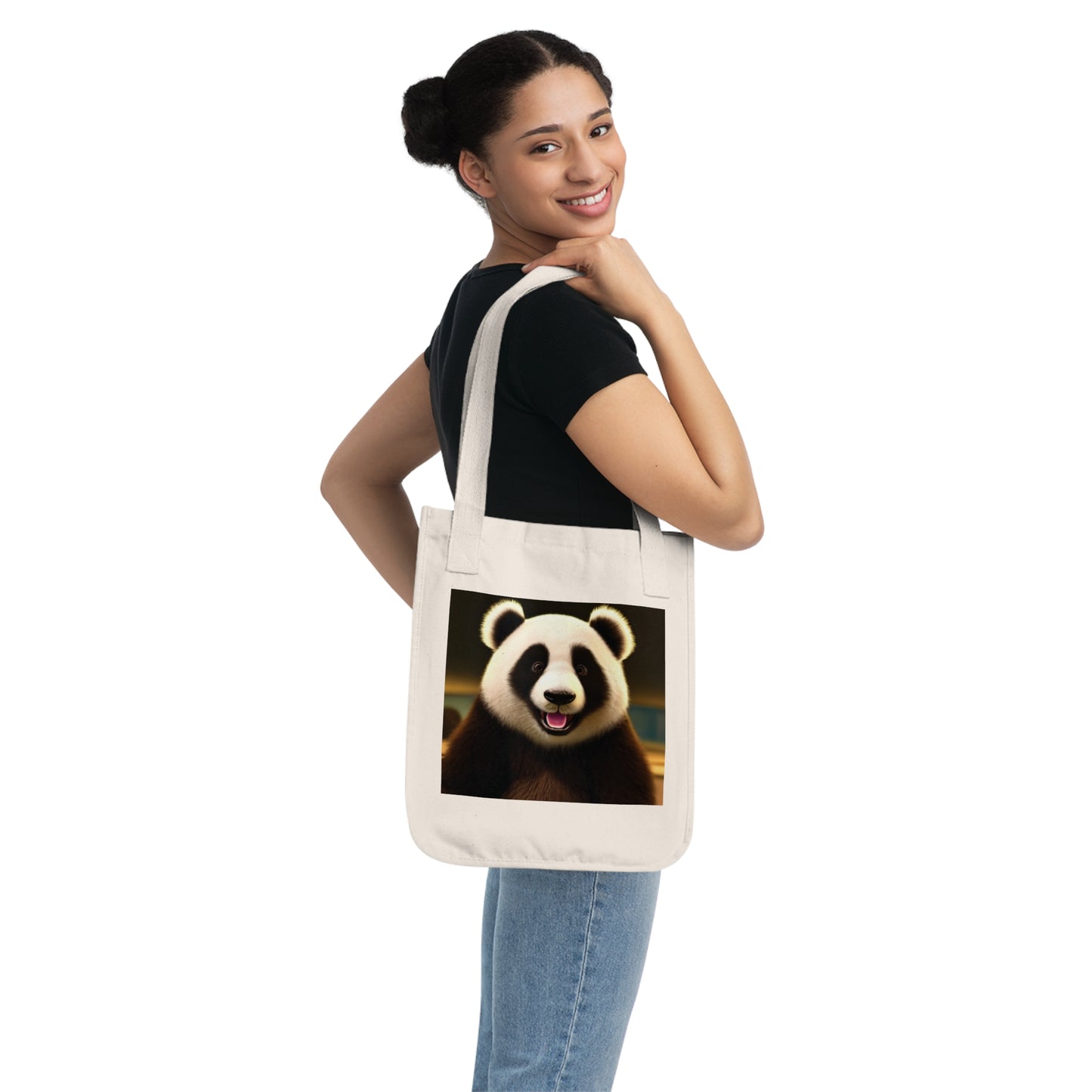 Cute Panda Organic Canvas Tote Bag | Eco-Friendly Reusable Shopper | Perfect Gift for Animal Lovers | Great for Beach, Shopping, or School
