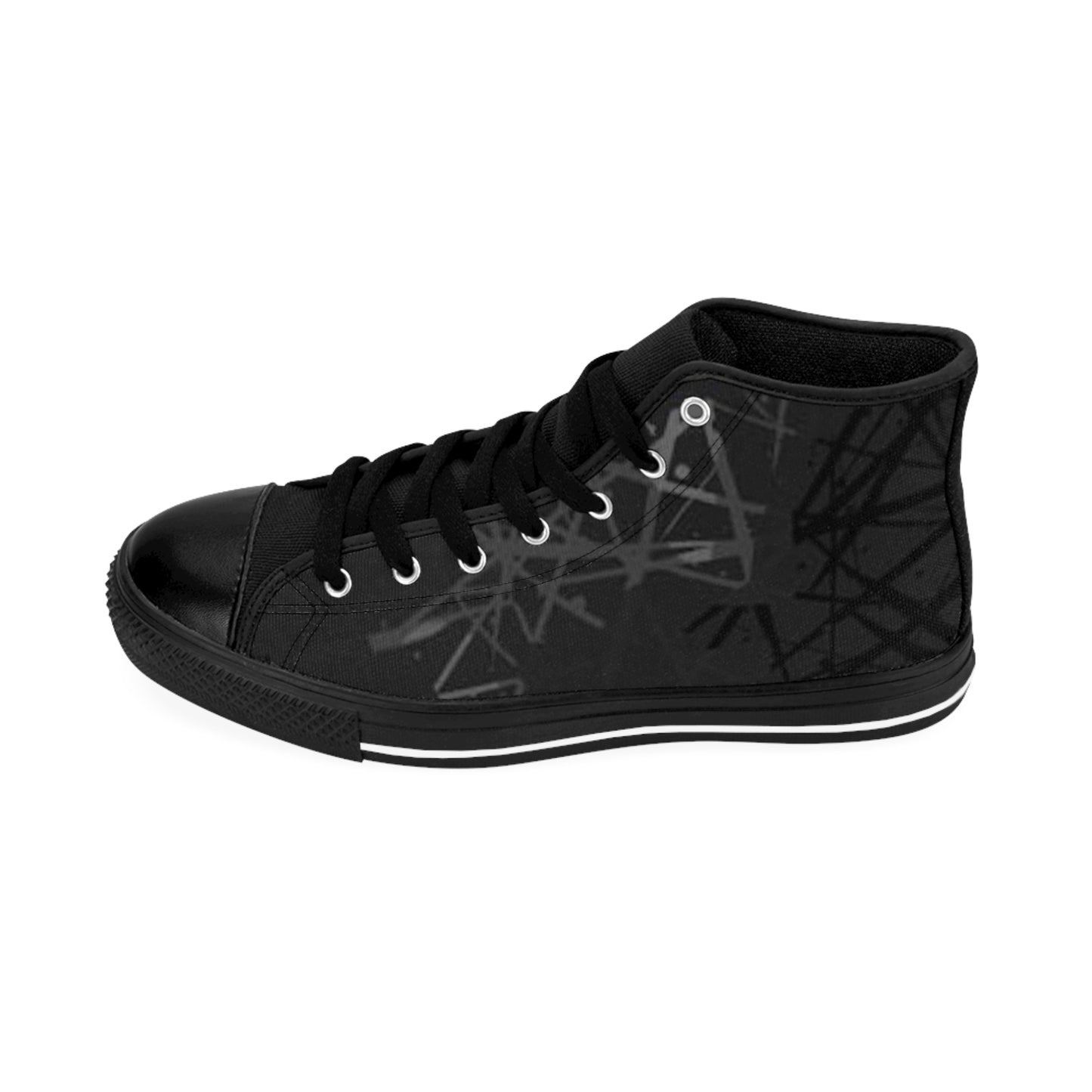Stylish High-Top Sneakers for Men, Trendy Casual Shoes, Everyday Footwear, Gift for Him, Black Graphic Sneakers