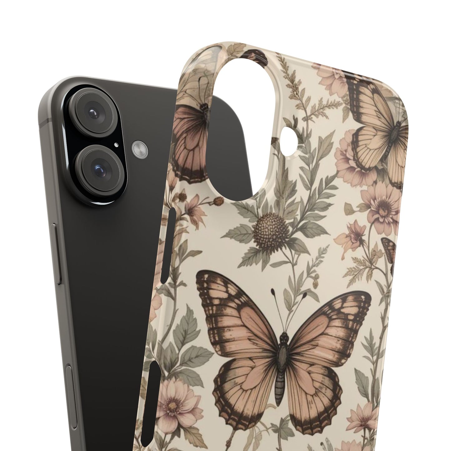 Butterfly Floral Slim Phone Case - Stylish Protection for Your Phone, Gift for Nature Lovers, Spring Decor