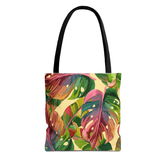 Tote Bag with Tropical Leaf Print, Eco-Friendly Tote, Floral Shopping Bag, Beach Bag, Gift for Plant Lovers