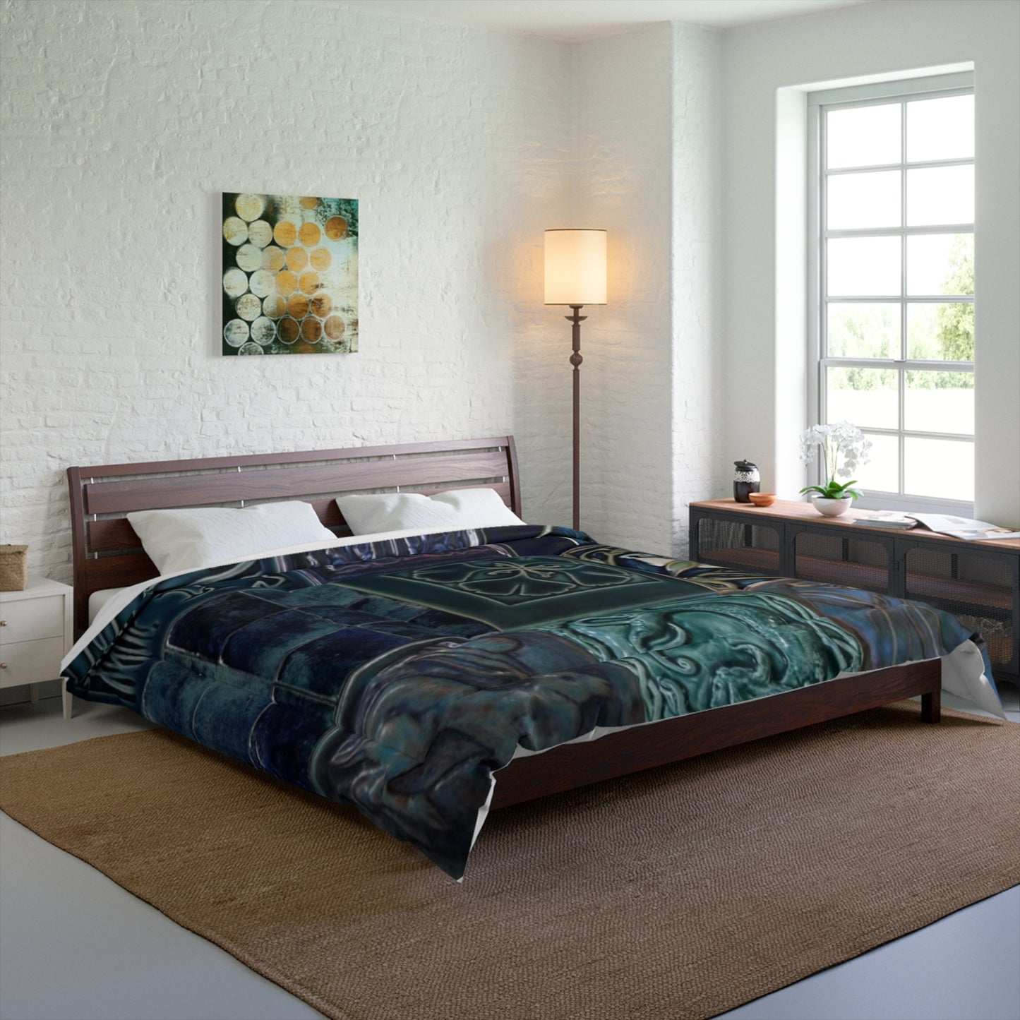 Elegant Tile Pattern Comforter | Cozy Home Décor for Modern Bedrooms, Unique Gift for Housewarming, Boho Style Bedding