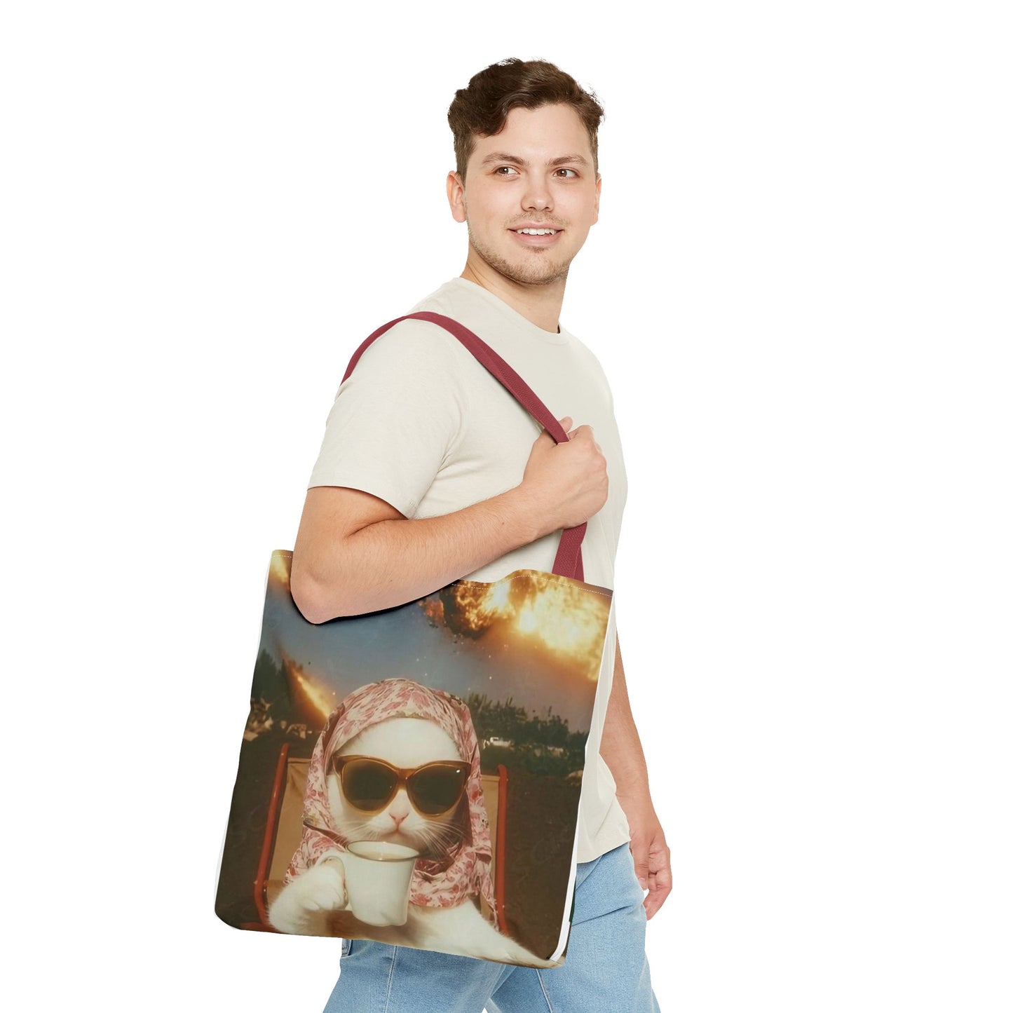 Cool Cat Tote Bag - Fun Cat Design, Beach Bag, Grocery Tote, Funny Gift, Pet Lover Bag