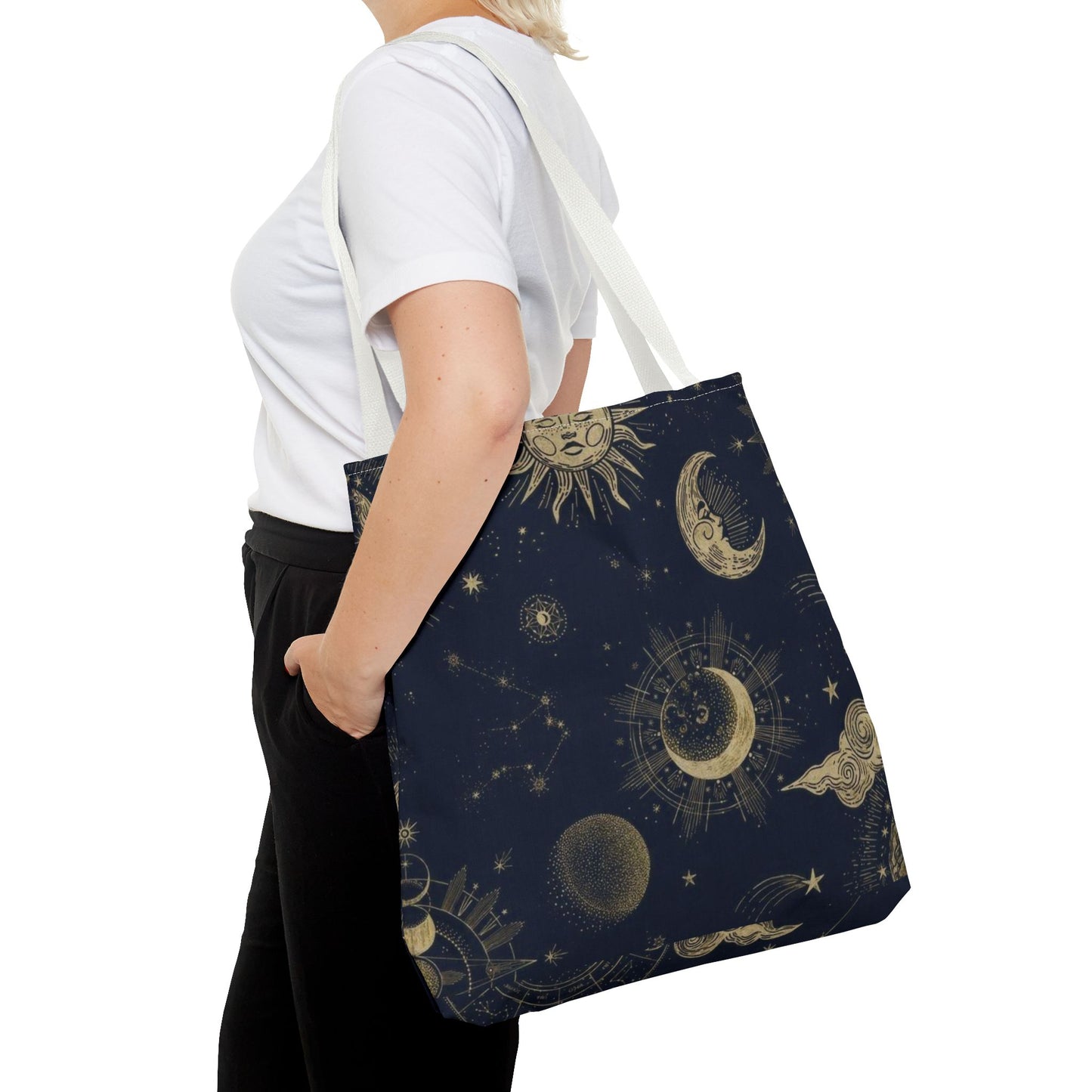 Celestial Sun and Moon Tote Bag | Cosmic Print Bag, Astrology Gift, Eco-Friendly Shopping Bag, Mystic Tote, Gift for Stargazers