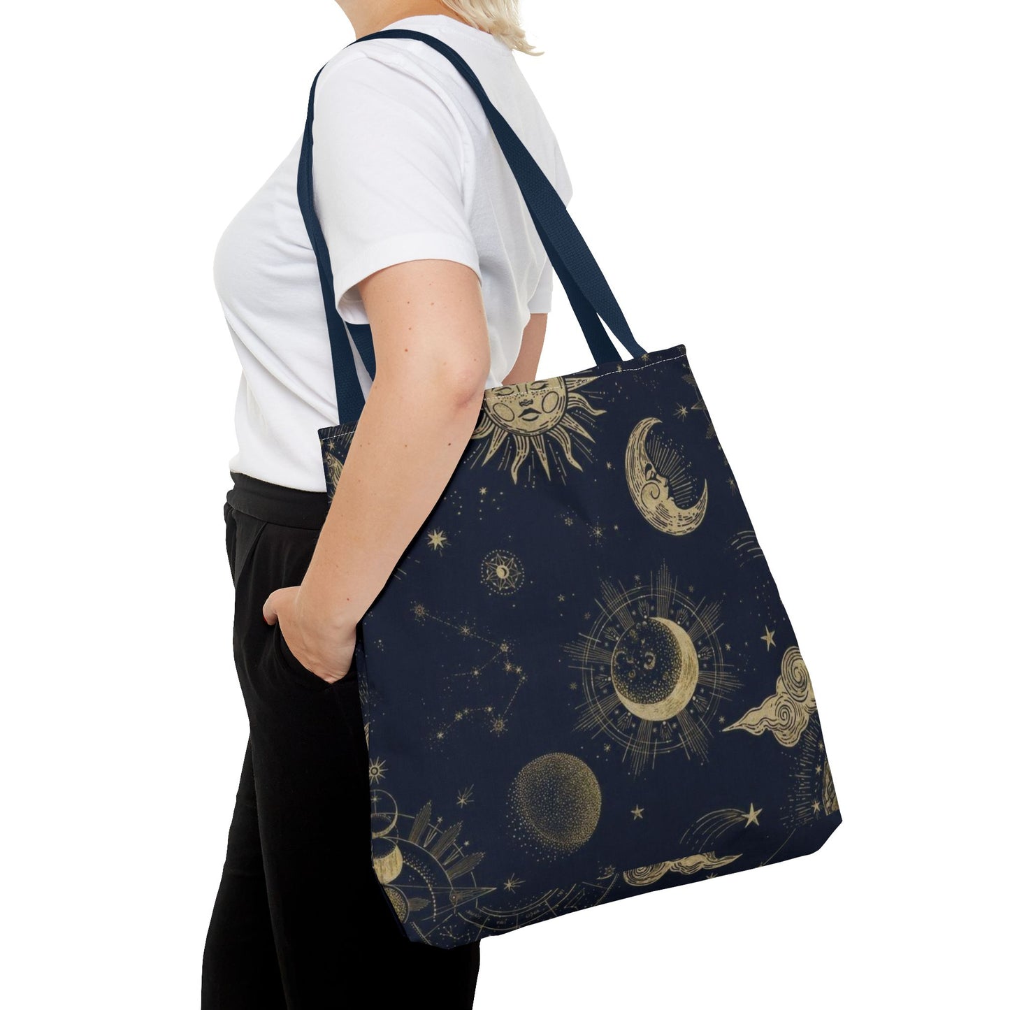 Celestial Sun and Moon Tote Bag | Cosmic Print Bag, Astrology Gift, Eco-Friendly Shopping Bag, Mystic Tote, Gift for Stargazers