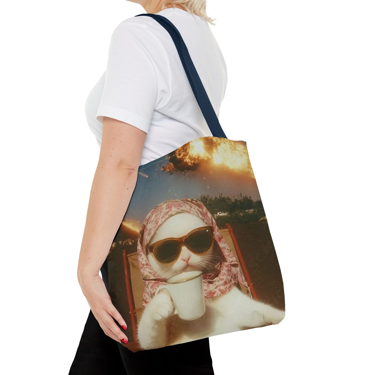 Cool Cat Tote Bag - Fun Cat Design, Beach Bag, Grocery Tote, Funny Gift, Pet Lover Bag
