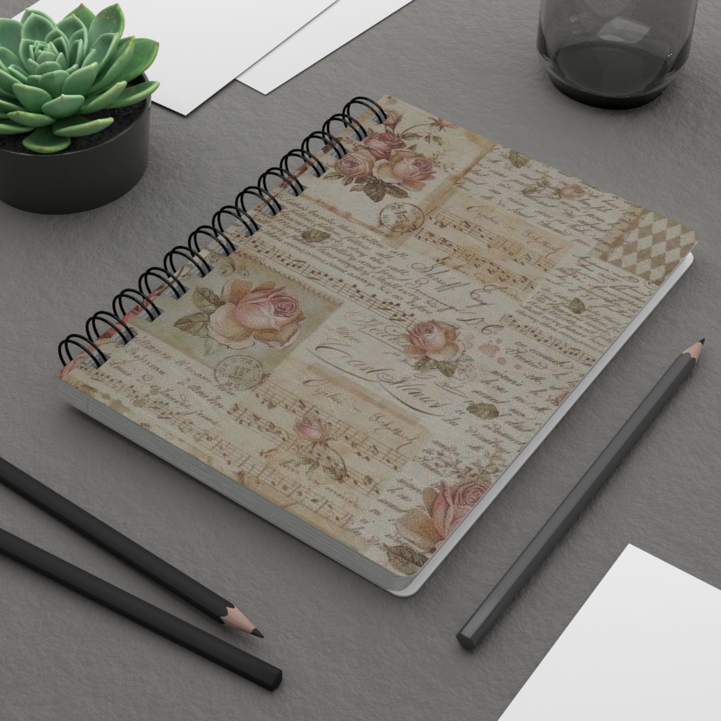 Vintage Floral Spiral Journal, Personalized Writing Notebook, Gift for Writers, Travel Diary, Scrapbook, Vintage Aesthetic