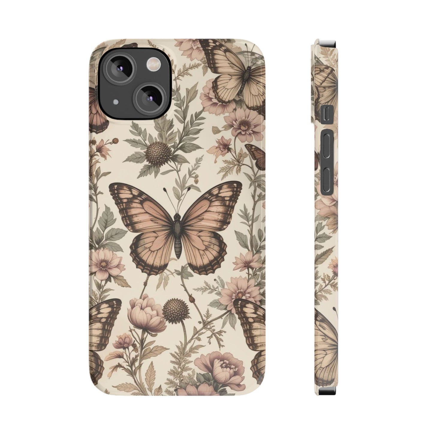 Butterfly Floral Slim Phone Case - Stylish Protection for Your Phone, Gift for Nature Lovers, Spring Decor
