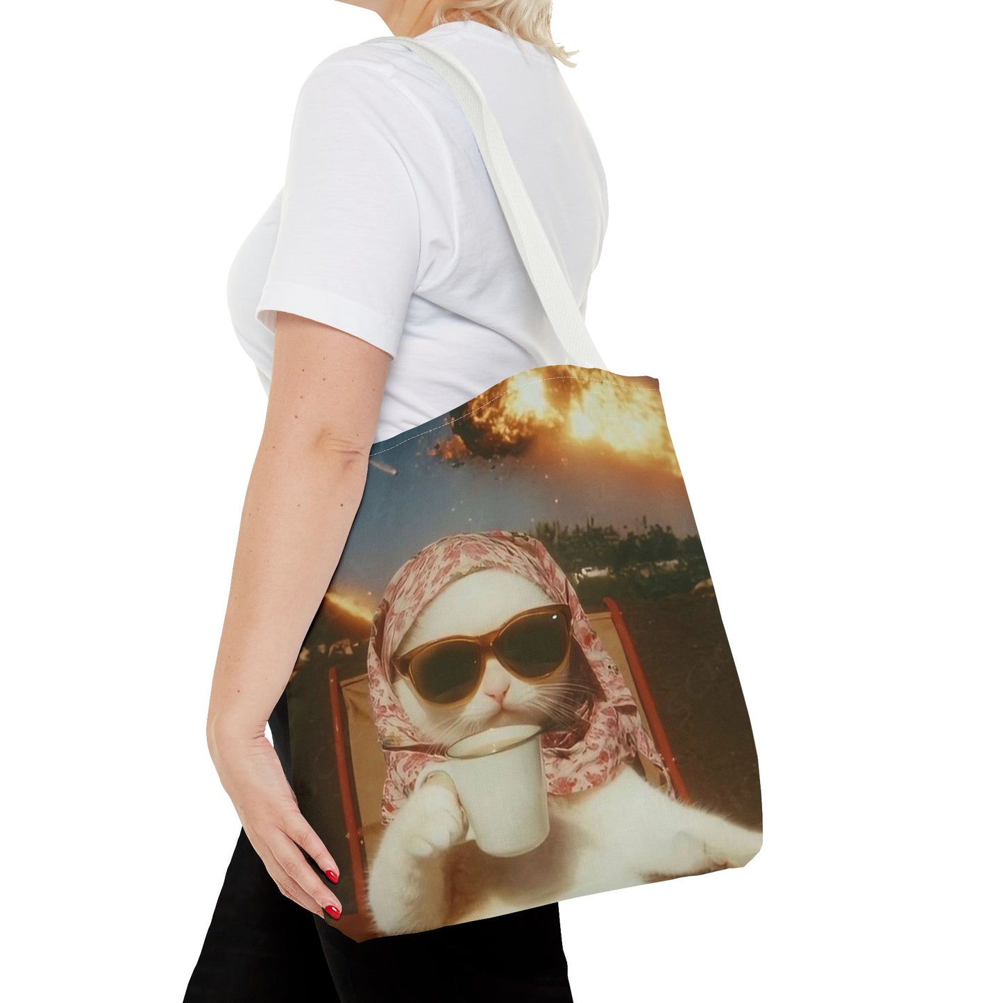 Cool Cat Tote Bag - Fun Cat Design, Beach Bag, Grocery Tote, Funny Gift, Pet Lover Bag
