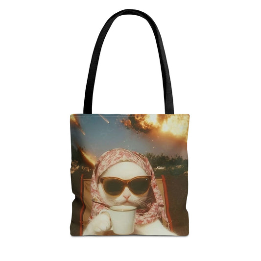 Cool Cat Tote Bag - Fun Cat Design, Beach Bag, Grocery Tote, Funny Gift, Pet Lover Bag