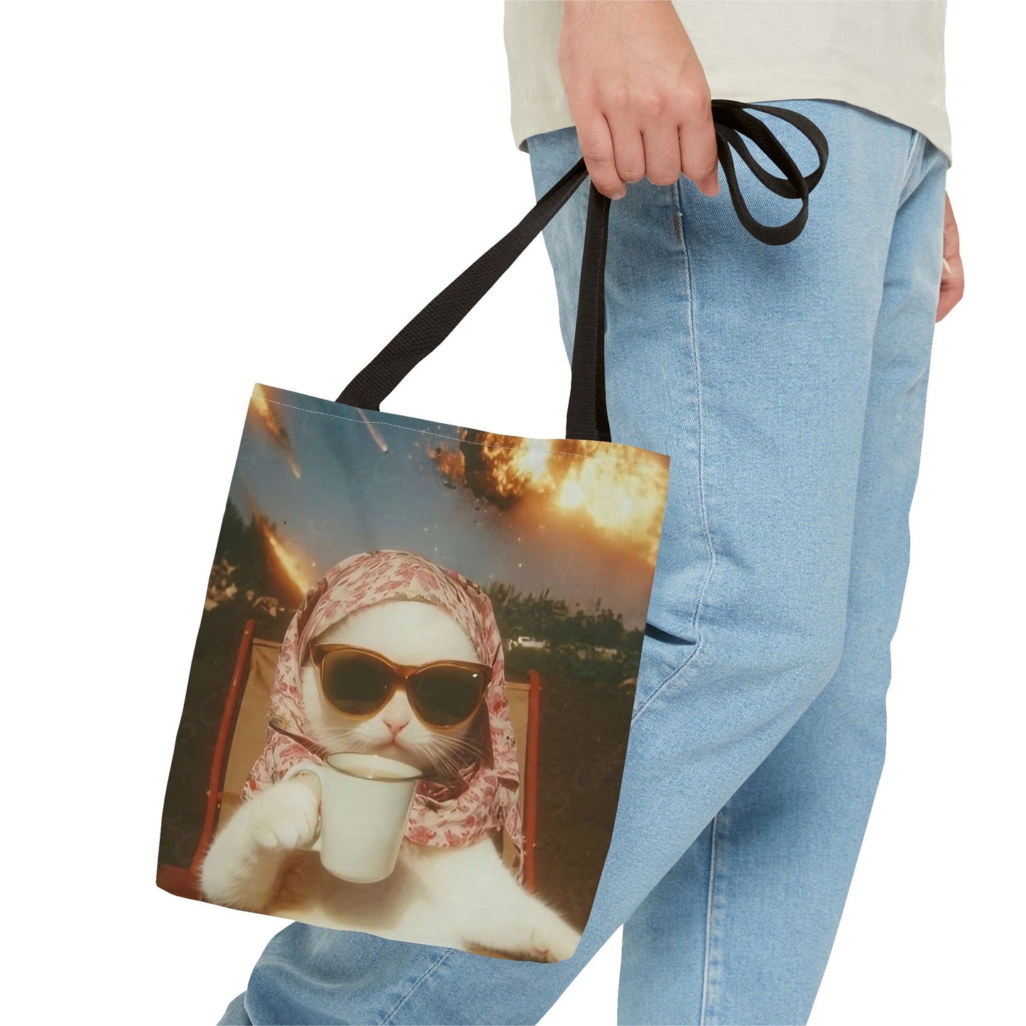 Cool Cat Tote Bag - Fun Cat Design, Beach Bag, Grocery Tote, Funny Gift, Pet Lover Bag