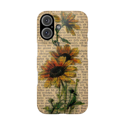 Vintage Floral Snap Case for Phone, Sunflower Protective Cover, Flower Phone Case, Stylish Gift for Her, Cute Tech Accessory