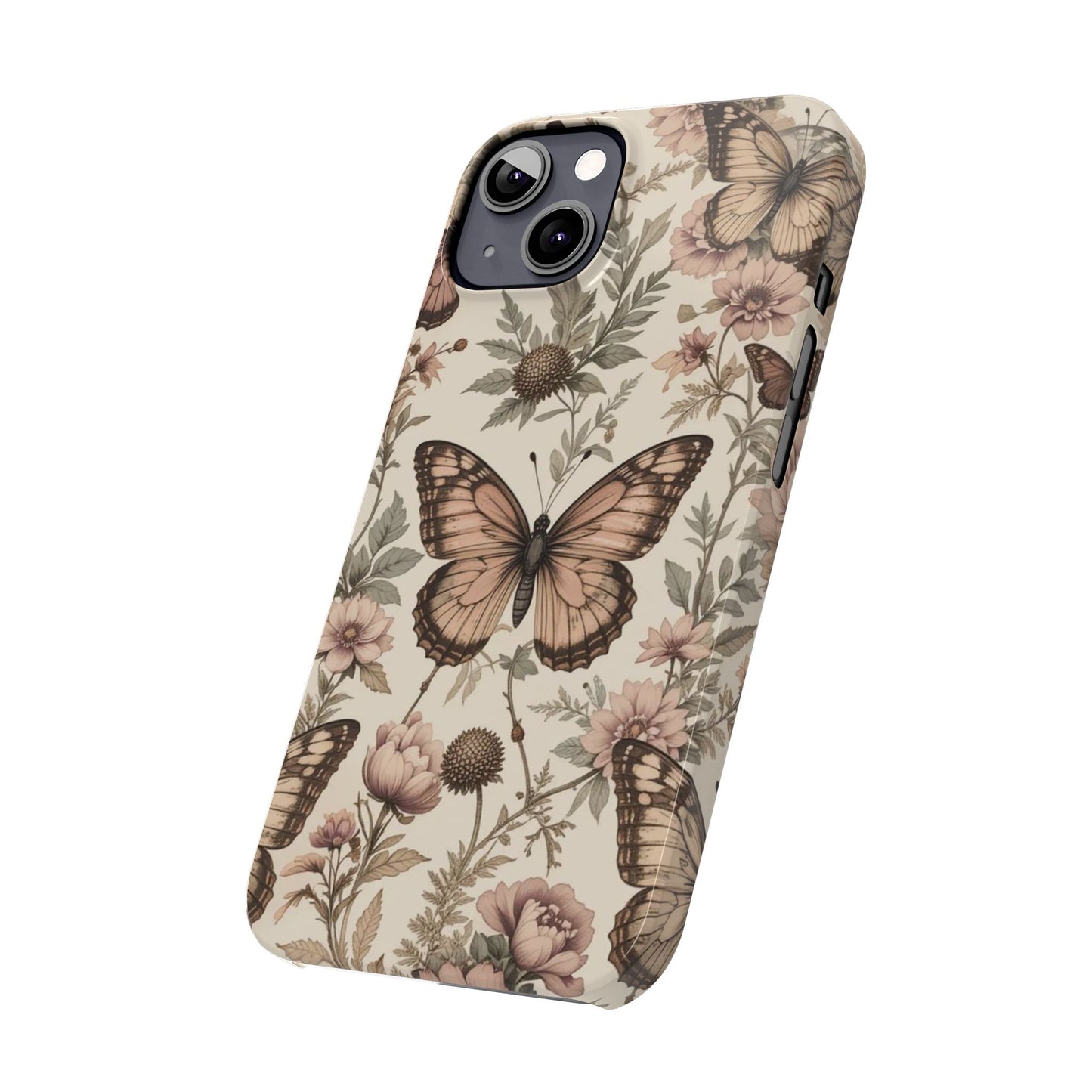 Butterfly Floral Slim Phone Case - Stylish Protection for Your Phone, Gift for Nature Lovers, Spring Decor
