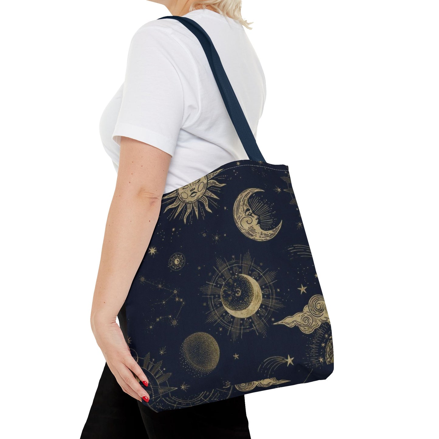 Celestial Sun and Moon Tote Bag | Cosmic Print Bag, Astrology Gift, Eco-Friendly Shopping Bag, Mystic Tote, Gift for Stargazers
