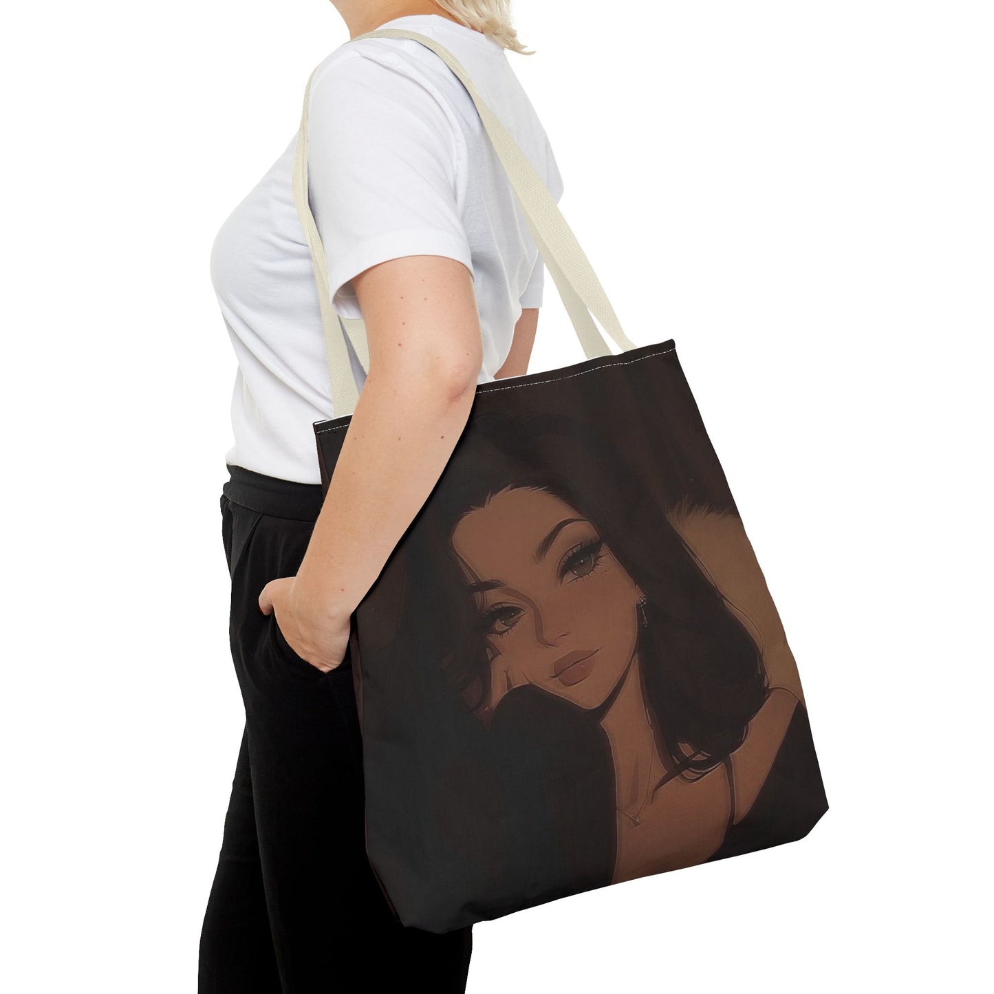 Stylish AOP Tote Bag, Chic Canvas Handbag, Fashionable Reusable Shopper, Trendy Everyday Carryall, Gift for Her, Art Tote