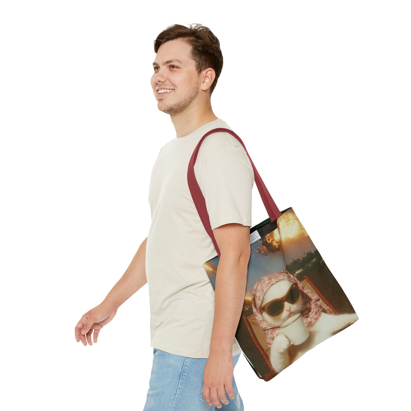 Cool Cat Tote Bag - Fun Cat Design, Beach Bag, Grocery Tote, Funny Gift, Pet Lover Bag