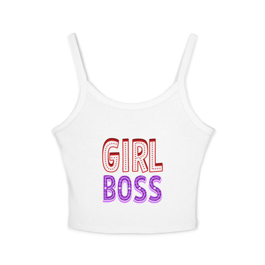 Empowering Women's Spaghetti Strap Tank Top - 'Girl Boss' Graphic Tee, Casual Wear, Summer Style, Gift for Her, Fashion Top