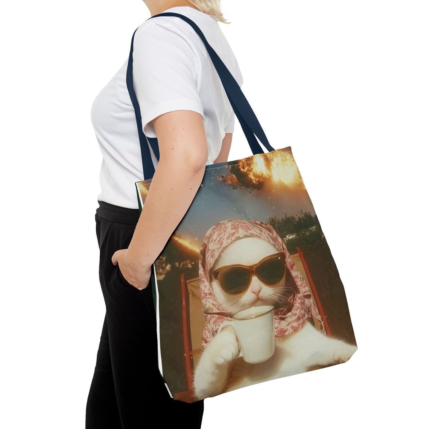 Cool Cat Tote Bag - Fun Cat Design, Beach Bag, Grocery Tote, Funny Gift, Pet Lover Bag