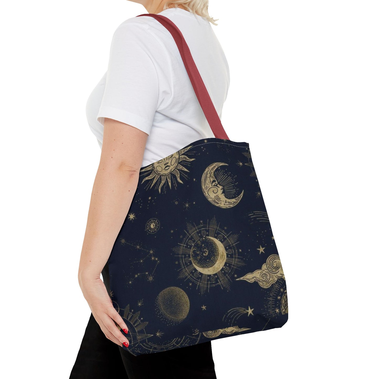 Celestial Sun and Moon Tote Bag | Cosmic Print Bag, Astrology Gift, Eco-Friendly Shopping Bag, Mystic Tote, Gift for Stargazers