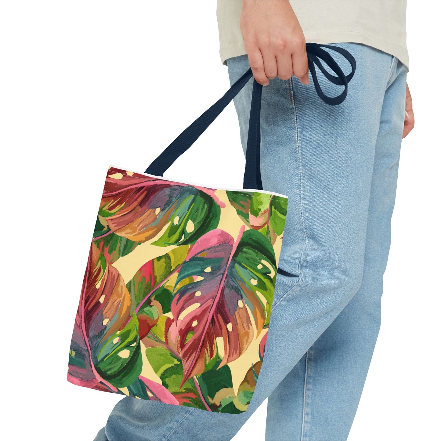 Tote Bag with Tropical Leaf Print, Eco-Friendly Tote, Floral Shopping Bag, Beach Bag, Gift for Plant Lovers