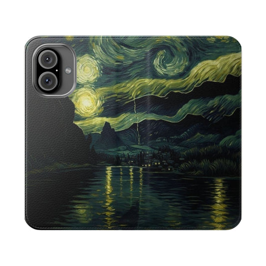 Starry Night Flip Case, Artistic Phone Sleeve, Unique Cell Phone Cover, Gift for Art Lovers, Customizable Smartphone Case